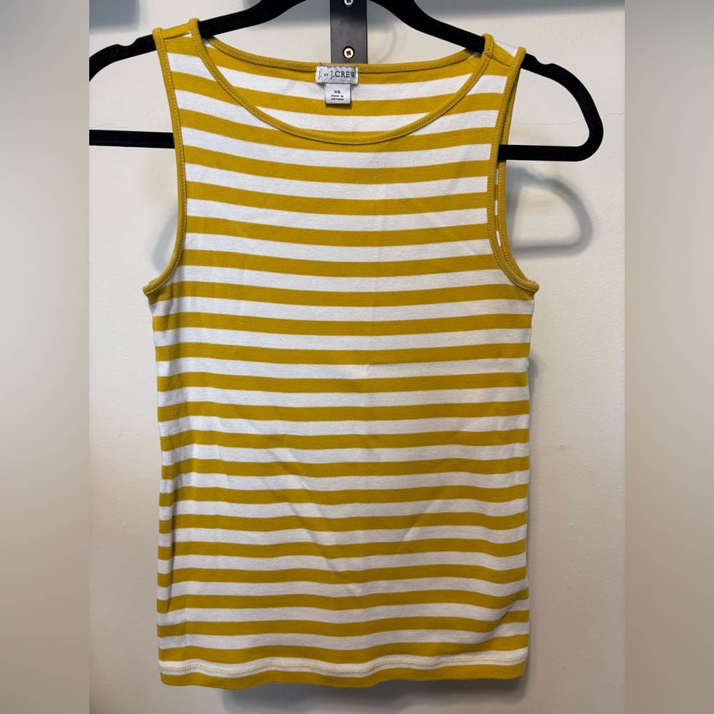 J Crew Striped Yellow and White Women's Tank Top